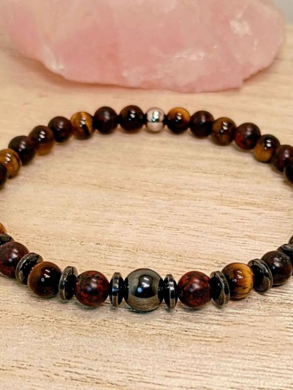 The Iron Tiger Men's 6mm Tiger's Eye & Jasper Bracelet